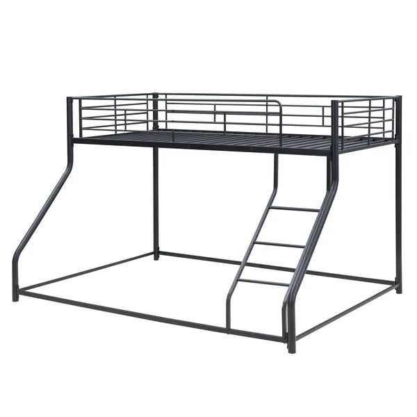 Metal Floor Bunk Bed, Twin XL over Queen, Black