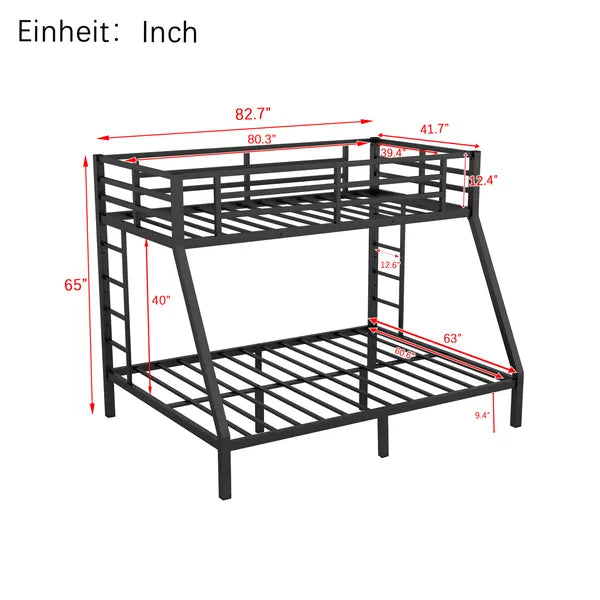 Metal Twin XL over Queen Bunk Bed for Teens and Adults,Space-Saving/Noise Reduced/No Box Spring Needed(Expect arrive date 2024/7/17)