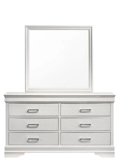 Modern 6 Drawer Dresser made with Wood in White