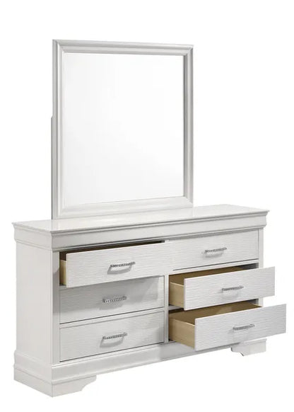 Modern 6 Drawer Dresser made with Wood in White