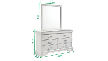 Modern 6 Drawer Dresser made with Wood in White