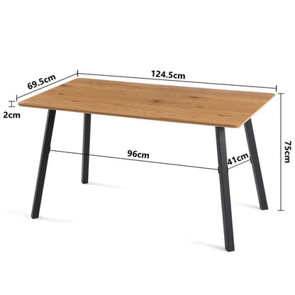 Modern Design Rectangle MDF Restaurant Wooden Dining Table With Metal Frame