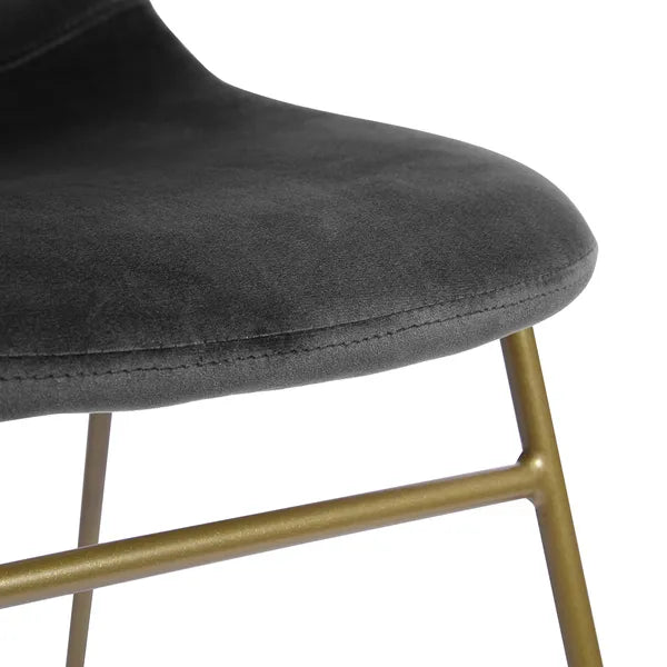 Modern Dining Chairs Set of 2;  Velvet Upholstered Side Chairs with Golden Metal Legs for Dining Room Furniture