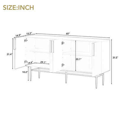 Modern Elegant 4-door Sideboard Gold Metal Handle Buffet Cabinet for Dining Room,Living Room,Bedroom,Hallway