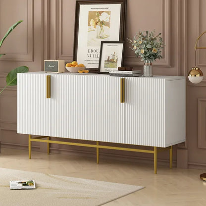 Modern Elegant 4-door Sideboard Gold Metal Handle Buffet Cabinet for Dining Room,Living Room,Bedroom,Hallway