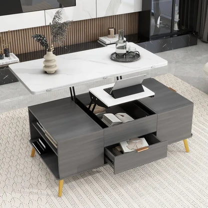 Modern Lift Top Coffee Table Multi Functional Table with Drawers