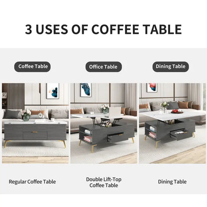 Modern Lift Top Coffee Table Multi Functional Table with Drawers