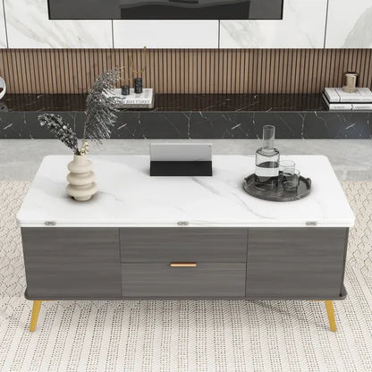 Modern Lift Top Coffee Table Multi Functional Table with Drawers