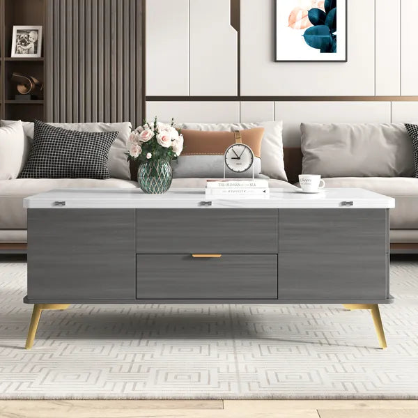 Modern Lift Top Coffee Table Multi Functional Table with Drawers