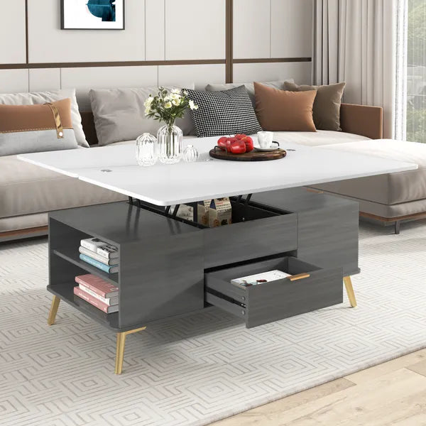 Modern Lift Top Coffee Table Multi Functional Table with Drawers