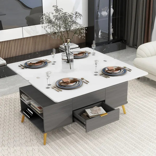 Modern Lift Top Coffee Table Multi Functional Table with Drawers