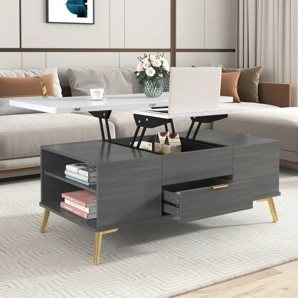 Modern Lift Top Coffee Table Multi Functional Table with Drawers