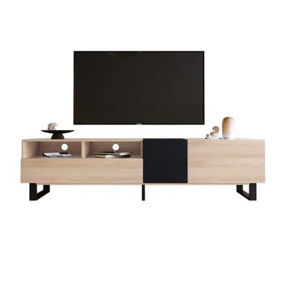 Modern TV Stand for 80'' TV with Double Storage Space, Media Console Table, Entertainment Center with Drop Down Door for Living Room, Bedroom, Home Theatre