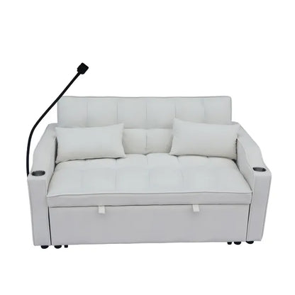 Modern Velvet Loveseat Futon Sofa Couch w/Pullout Bed,Small Love Seat Lounge Sofa with adjustable Reclining Backrest,Toss Pillows, Pockets,Furniture for Living Room,3 in 1 Convertible Sleeper Sofa Bed