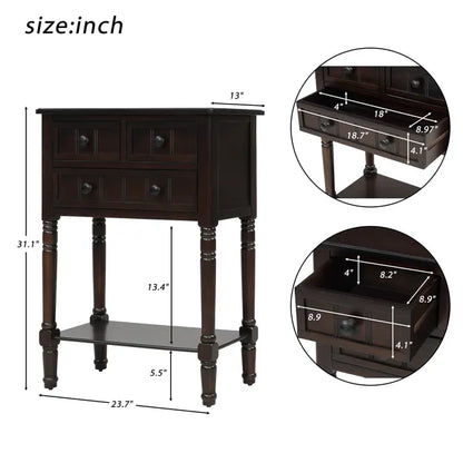 Narrow Console Table, Slim Sofa Table with Three Storage Drawers and Bottom Shelf for Living Room, Easy Assembly