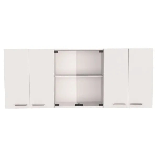 Norfolk 2 Piece Kitchen Set, Kitchen Island + Upper Wall Cabinet , White /Walnut