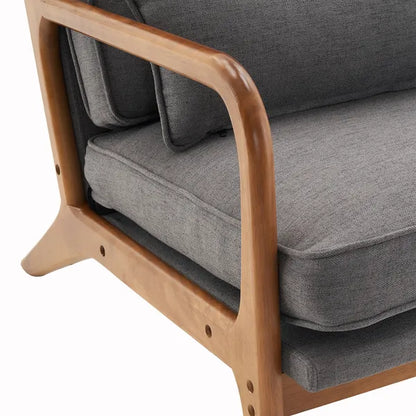 Oak Armrest Oak Upholstered Single Lounge Chair Indoor Lounge Chair Dark Grey