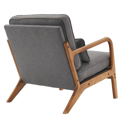 Oak Armrest Oak Upholstered Single Lounge Chair Indoor Lounge Chair Dark Grey