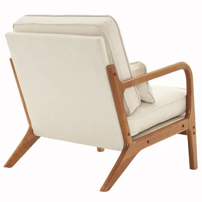 Oak Armrest Oak Upholstered Single Lounge Chair Indoor Lounge Chair Off-White