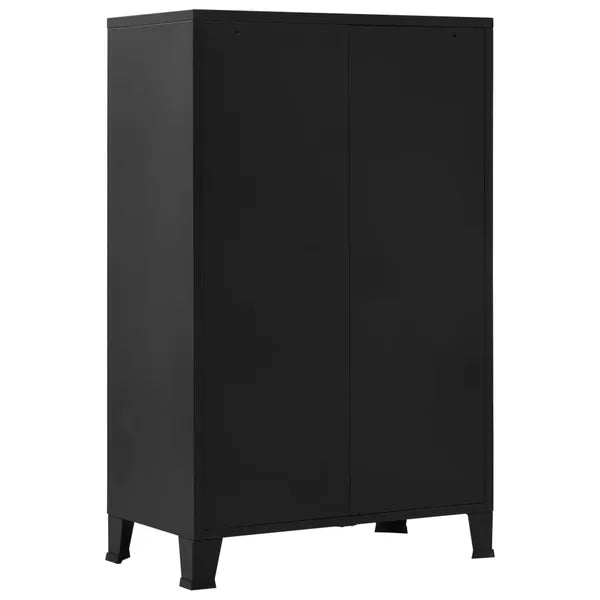 Office Cabinet with Mesh Doors Industrial Black 29.5"x15.7"x47.2" Steel