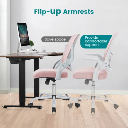 Office Mid Back Ergonomic Mesh Computer Desk Larger Seat Executive Height Adjustable Swivel Task Chair with Lumbar Support