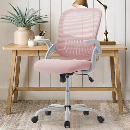 Office Mid Back Ergonomic Mesh Computer Desk Larger Seat Executive Height Adjustable Swivel Task Chair with Lumbar Support