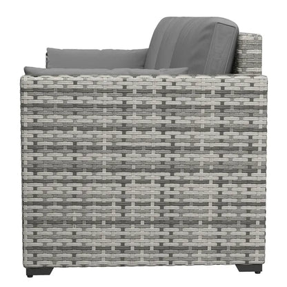 Outsunny Wicker Patio Couch, PE Rattan 3-Seat Sofa, Outdoor Furniture with Deep Seating, Cushions, Steel Frame, Gray