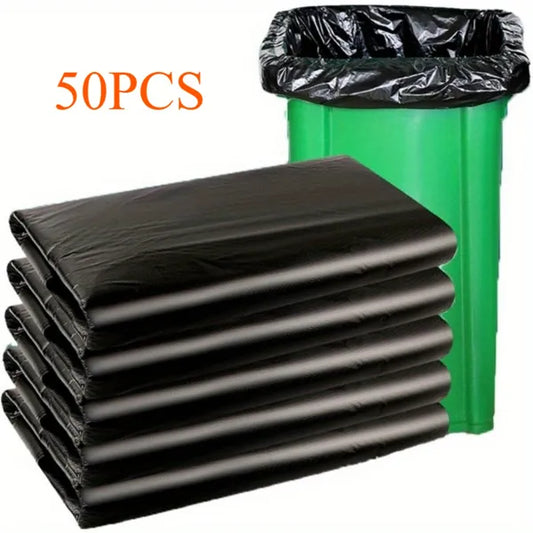 Plastics 30 Gallon Trash Bags (50PCS) 31" x 35" - Large Heavy Duty Can Liners - Plastic Black Garbage Bags for Lawn, Leaf, Contractor, Yard, Outdoor use