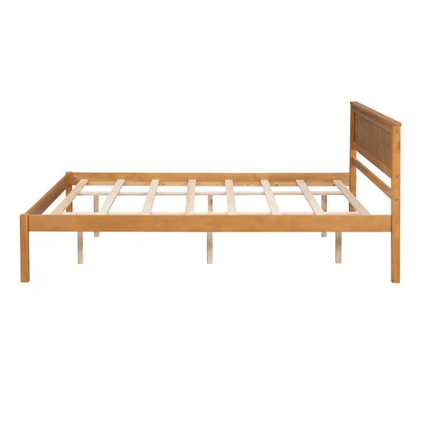 SALEPlatform Bed Frame with Headboard , Wood Slat Support , No Box Spring Needed ,Queen