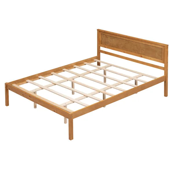 SALEPlatform Bed Frame with Headboard , Wood Slat Support , No Box Spring Needed ,Queen