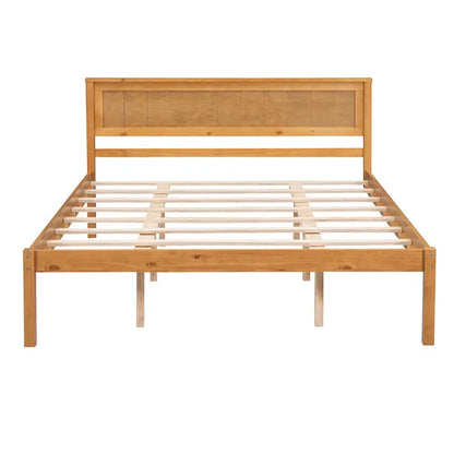 SALEPlatform Bed Frame with Headboard , Wood Slat Support , No Box Spring Needed ,Queen