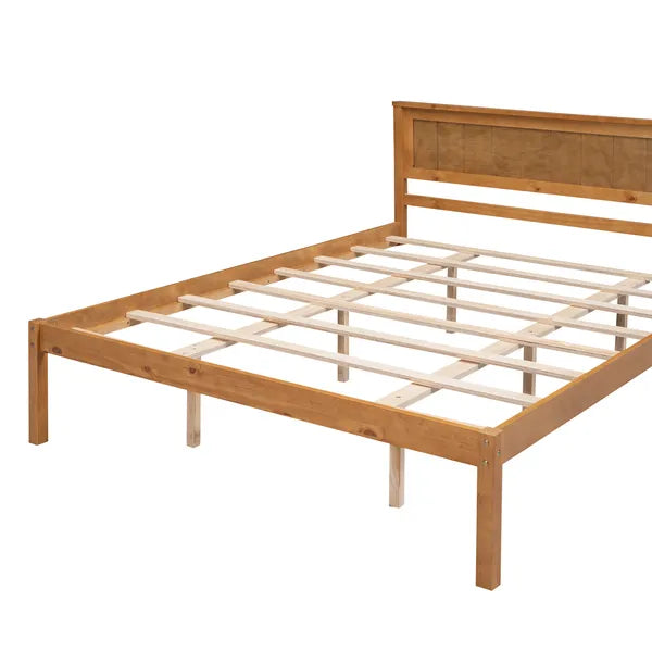 SALEPlatform Bed Frame with Headboard , Wood Slat Support , No Box Spring Needed ,Queen