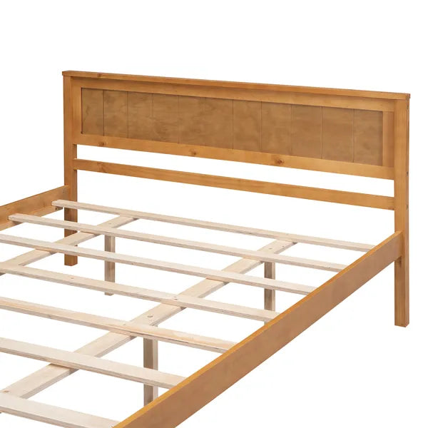 SALEPlatform Bed Frame with Headboard , Wood Slat Support , No Box Spring Needed ,Queen