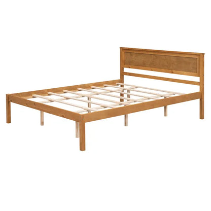 SALEPlatform Bed Frame with Headboard , Wood Slat Support , No Box Spring Needed ,Queen