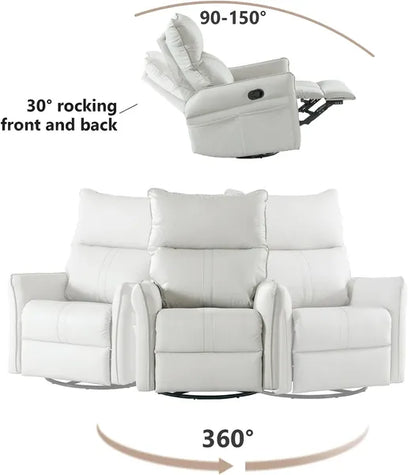 Rocking Recliner Chair,360 Degree Swivel Nursery Rocking Chair,Glider Chair,Modern Small Rocking Swivel Recliner Chair for Bedroom,Living Room Chair Home Theater Seat,Side Pocket(Light Gray)