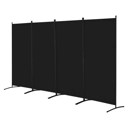 Room Divider 4 Panel Fabric Privacy Screen for Office Bedroom Black