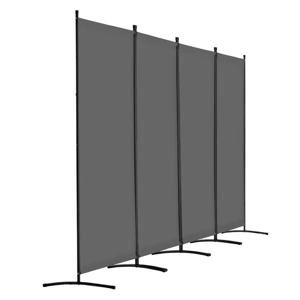 Room Divider 4 Panels Fabric Room Privacy Screen for Office Bedroom Grey