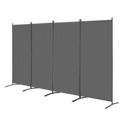 Room Divider 4 Panels Fabric Room Privacy Screen for Office Bedroom Grey