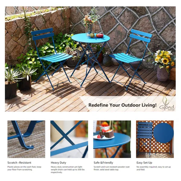 Round 2 Person - 23.6" Long Bistro Set (7 Colors Available)