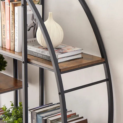 Round 5-Tier Metal Plant Stand bookcase storage rack;  Indoor Living Room Terrace Garden Balcony Display Stand