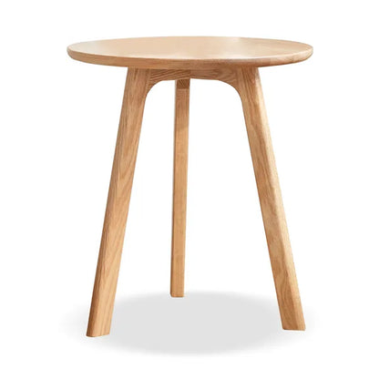 Round End Table- Small End Table Side Table Coffee Table Bedside Table Night Stand for Living Room Bedroom & Balcony, 100% Natural Solid Oak Wood Easy to Assemble