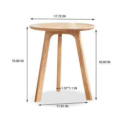 Round End Table- Small End Table Side Table Coffee Table Bedside Table Night Stand for Living Room Bedroom & Balcony, 100% Natural Solid Oak Wood Easy to Assemble