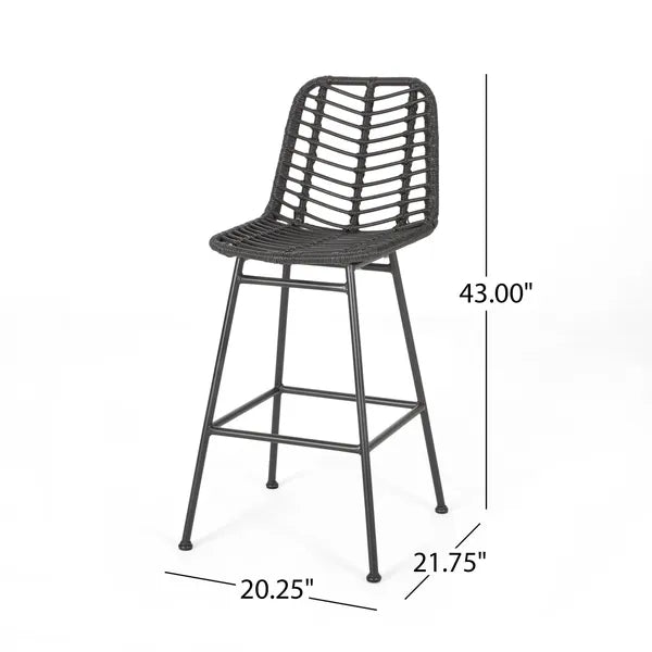 Sawtelle Outdoor Wicker Barstools (Set of 2)