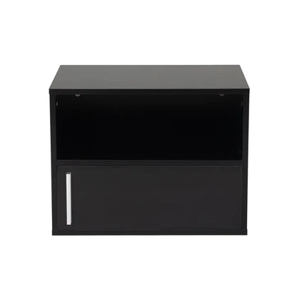 Set of 2 Wall-mounted Wooden Nightstand, Black