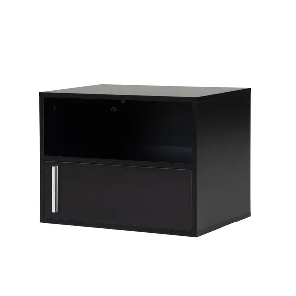 Set of 2 Wall-mounted Wooden Nightstand, Black