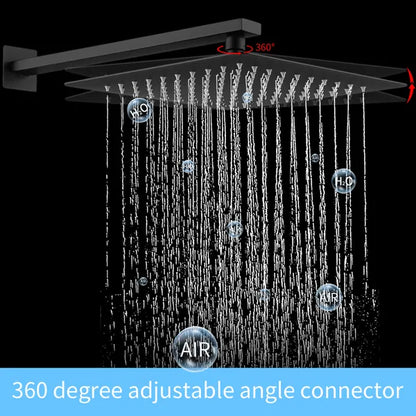 Shower System Shower Faucet Combo Set Wall Mounted with 12" Rainfall Shower Head and handheld shower faucet, Matt Black Finish with Brass Valve Rough-In