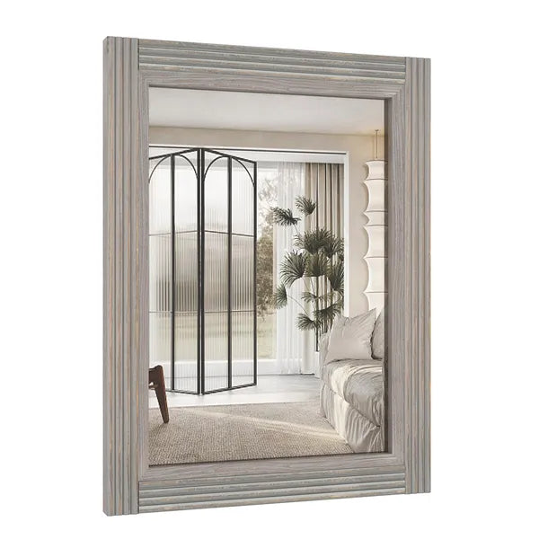 Solid Wood Frame Flat Bathroom Mirror-Small