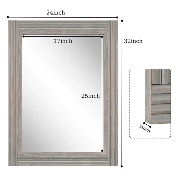 Solid Wood Frame Flat Bathroom Mirror-Small