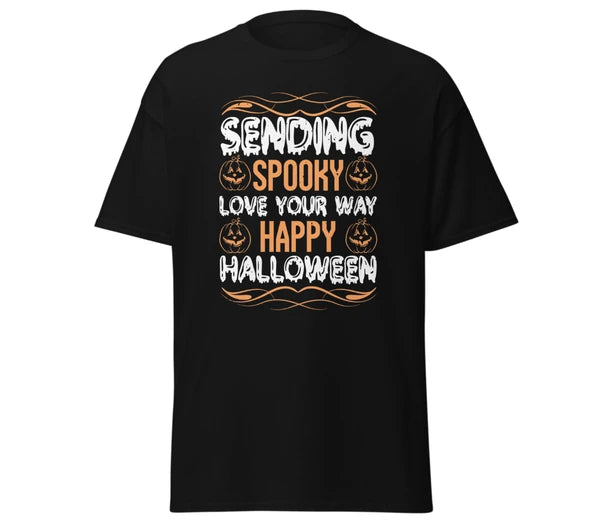 Spooky love happy halloween pumpkin t-shirt design merchyprint Black , size medium