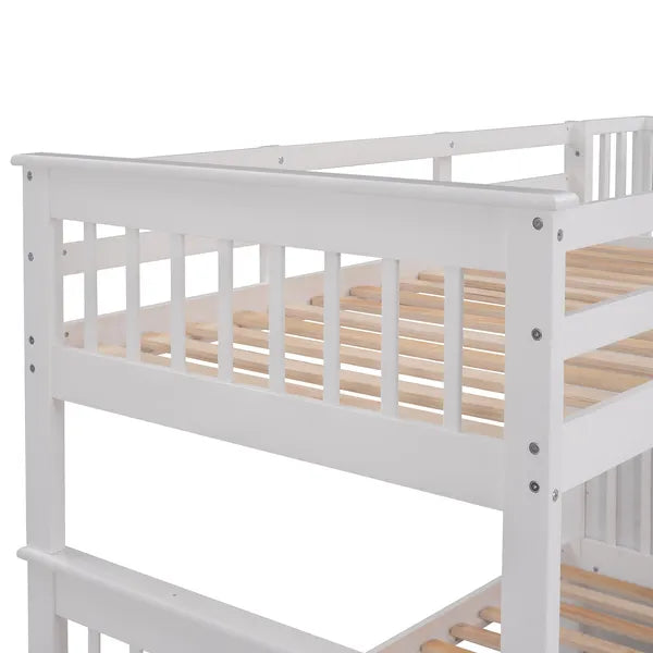 Stairway Twin-Over-Twin Bunk Bed with Three Drawers for Bedroom, Dorm - Gray